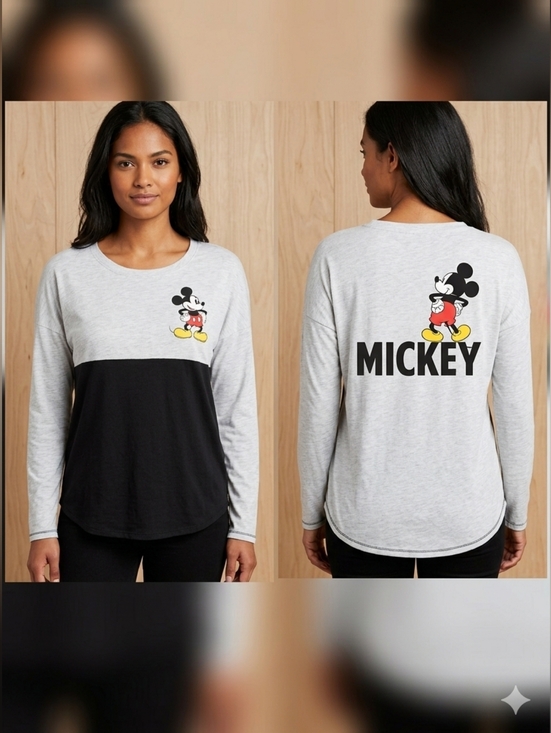 Disney Tops - Disney Brand Mickey Mouse Graphic Long Sleeve Tee Shirt Top Size S Great